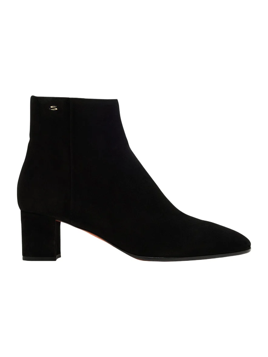 Suede Block-Heel Ankle Booties Suede Block-Heel Ankle Booties