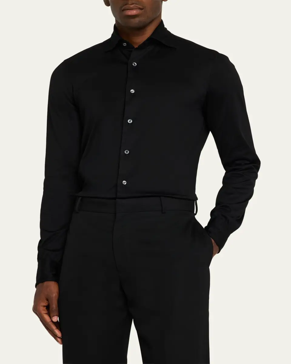 Cesare Attolini Men's Cotton Jersey Sport Shirt | Thumbnail 4