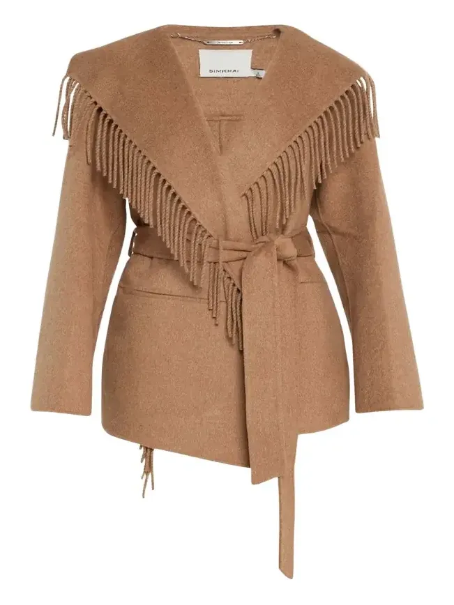 Rowen Fringe Belted Wool-Blend Jacket
