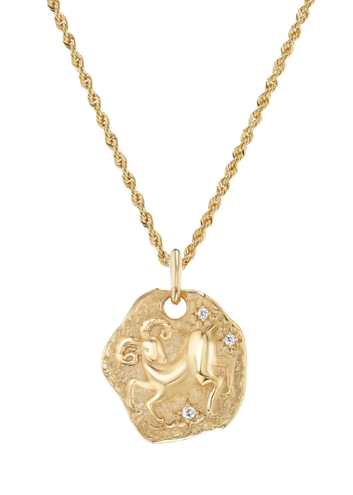 18K Yellow Gold Large Diamond Zodiac Pendant Necklace 18K Yellow Gold Large Diamond Zodiac Pendant Necklace