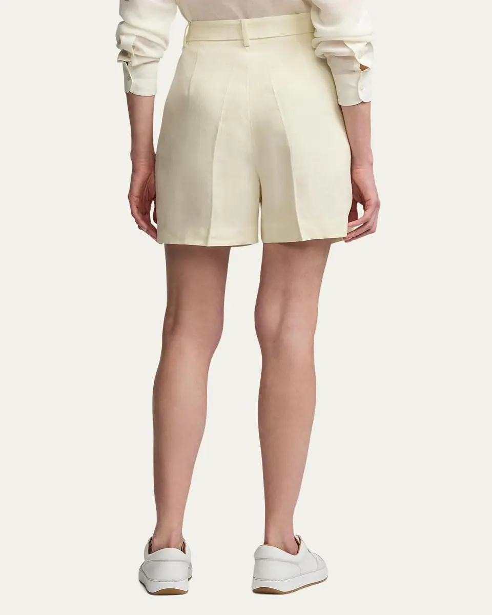 Ralph Lauren Collection Tracy Pleated Linen Shorts | Thumbnail 3 Ralph Lauren Collection Tracy Pleated Linen Shorts | Thumbnail 3
