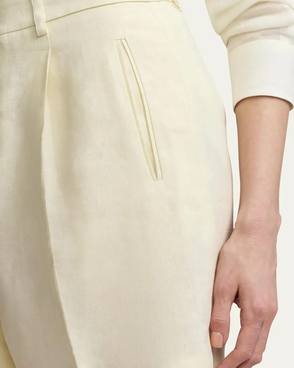 Ralph Lauren Collection Tracy Pleated Linen Shorts | Thumbnail 5 Ralph Lauren Collection Tracy Pleated Linen Shorts | Thumbnail 5