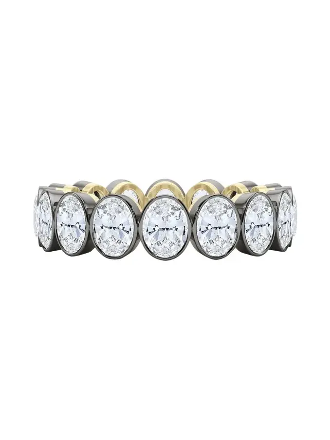 18K Oval Cut Bezel Lab Grown Diamond Eternity Band, 7.5tcw