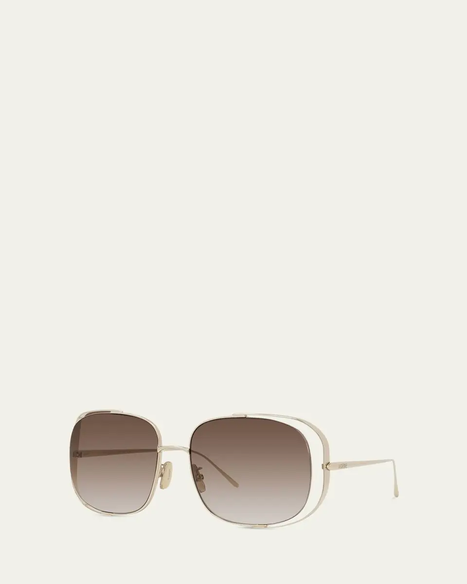 Loewe Metal Logo-Print Rectangle Sunglasses | Thumbnail 2