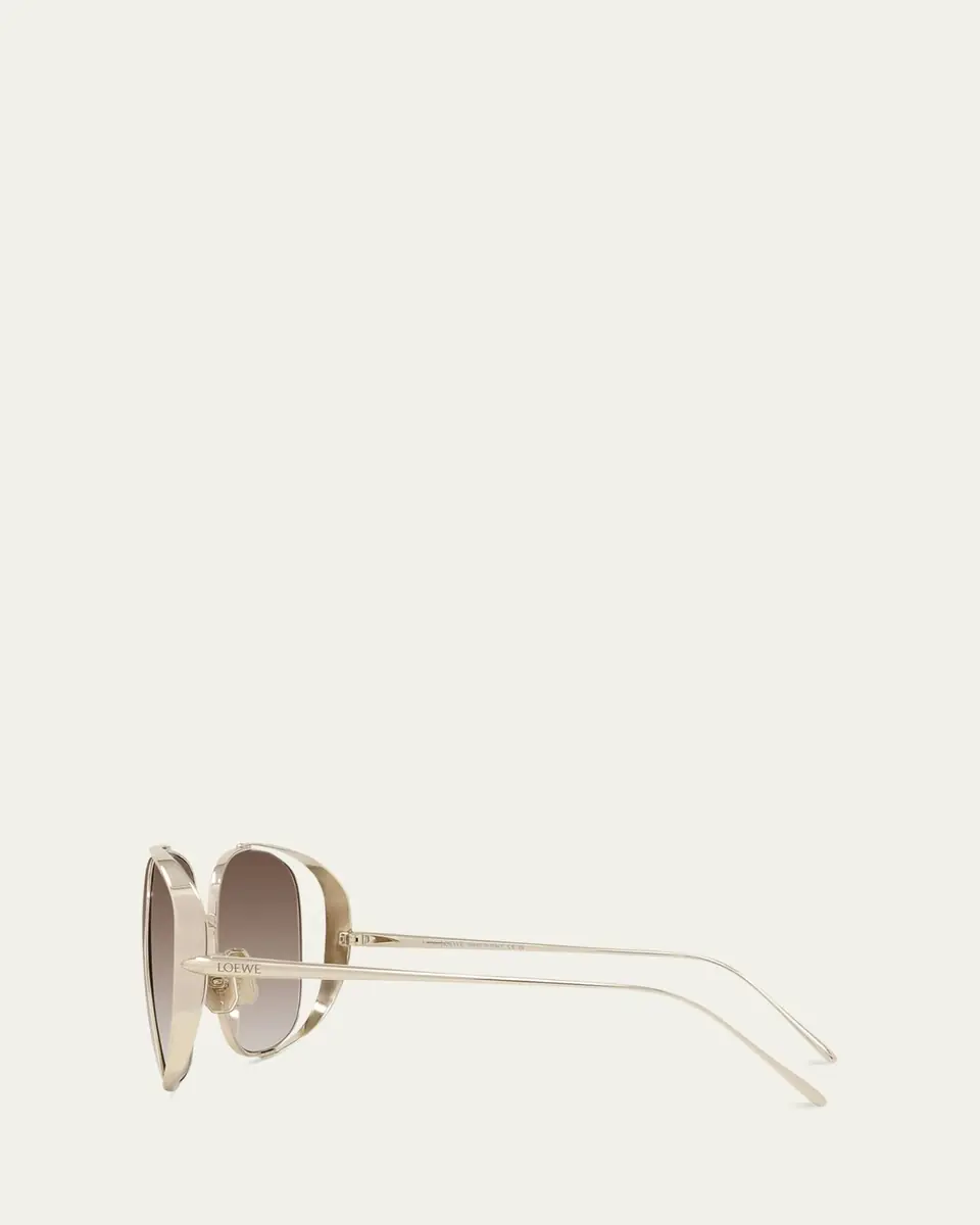 Loewe Metal Logo-Print Rectangle Sunglasses | Thumbnail 3