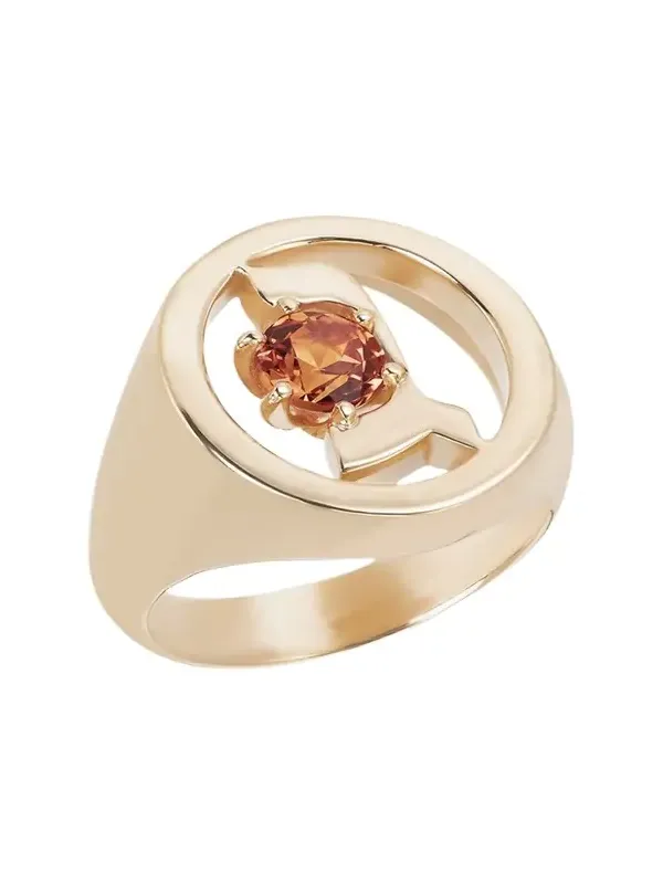 18K Gold Hebrew GIMEL Initial Signet Ring