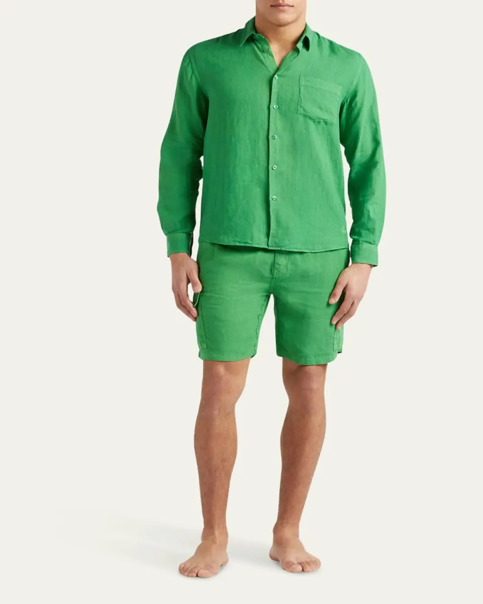 Vilebrequin Men's Caroubis Solid Linen Sport Shirt | Thumbnail 2