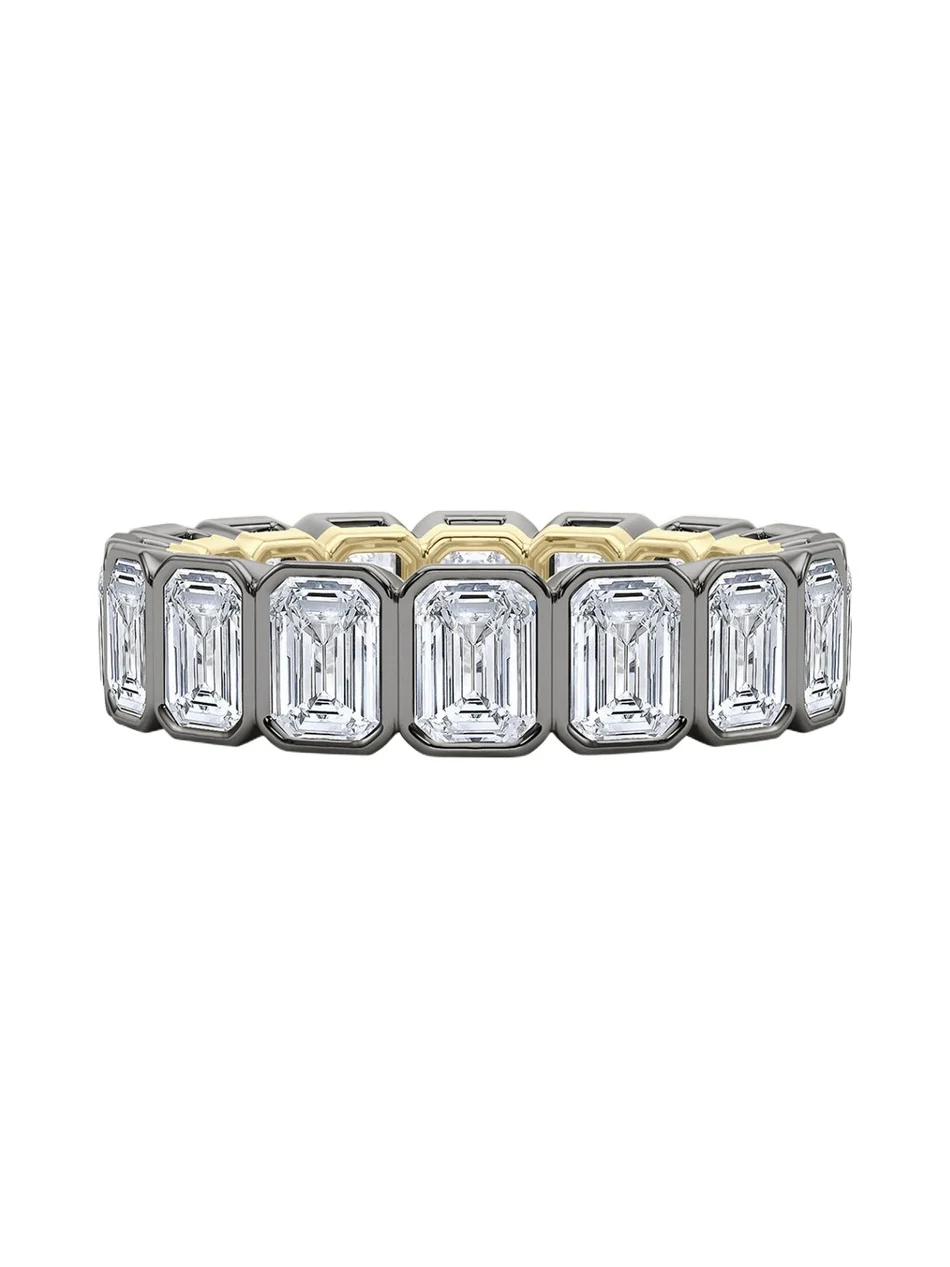 18K Emerald Cut Bezel Lab Grown Diamond Eternity Band, 6.6tcw