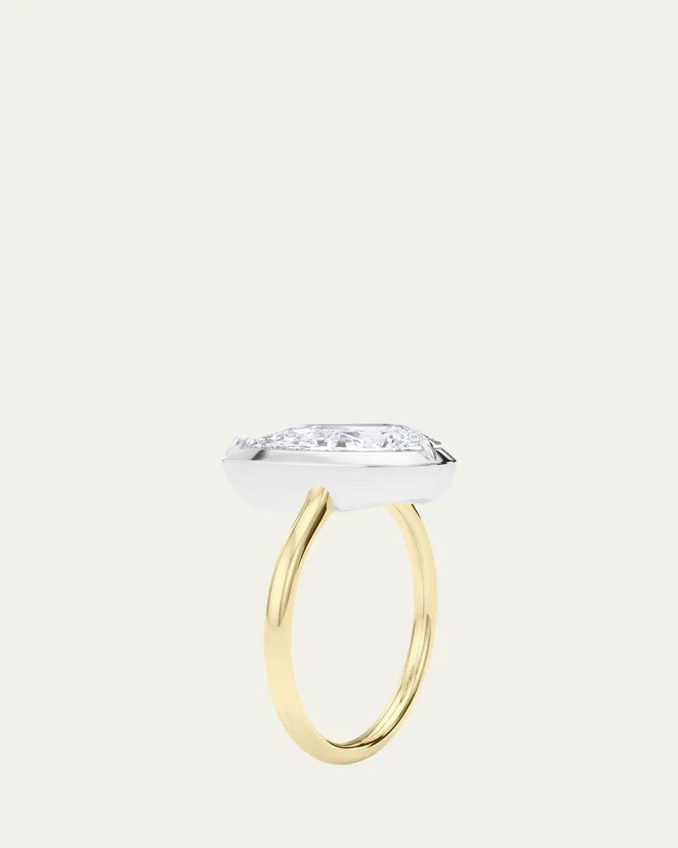 HauteCarat Two Tone 18K Tilted Pear Lab Grown Diamond Ring, 3.0tcw | Thumbnail 3 HauteCarat Two Tone 18K Tilted Pear Lab Grown Diamond Ring, 3.0tcw | Thumbnail 3