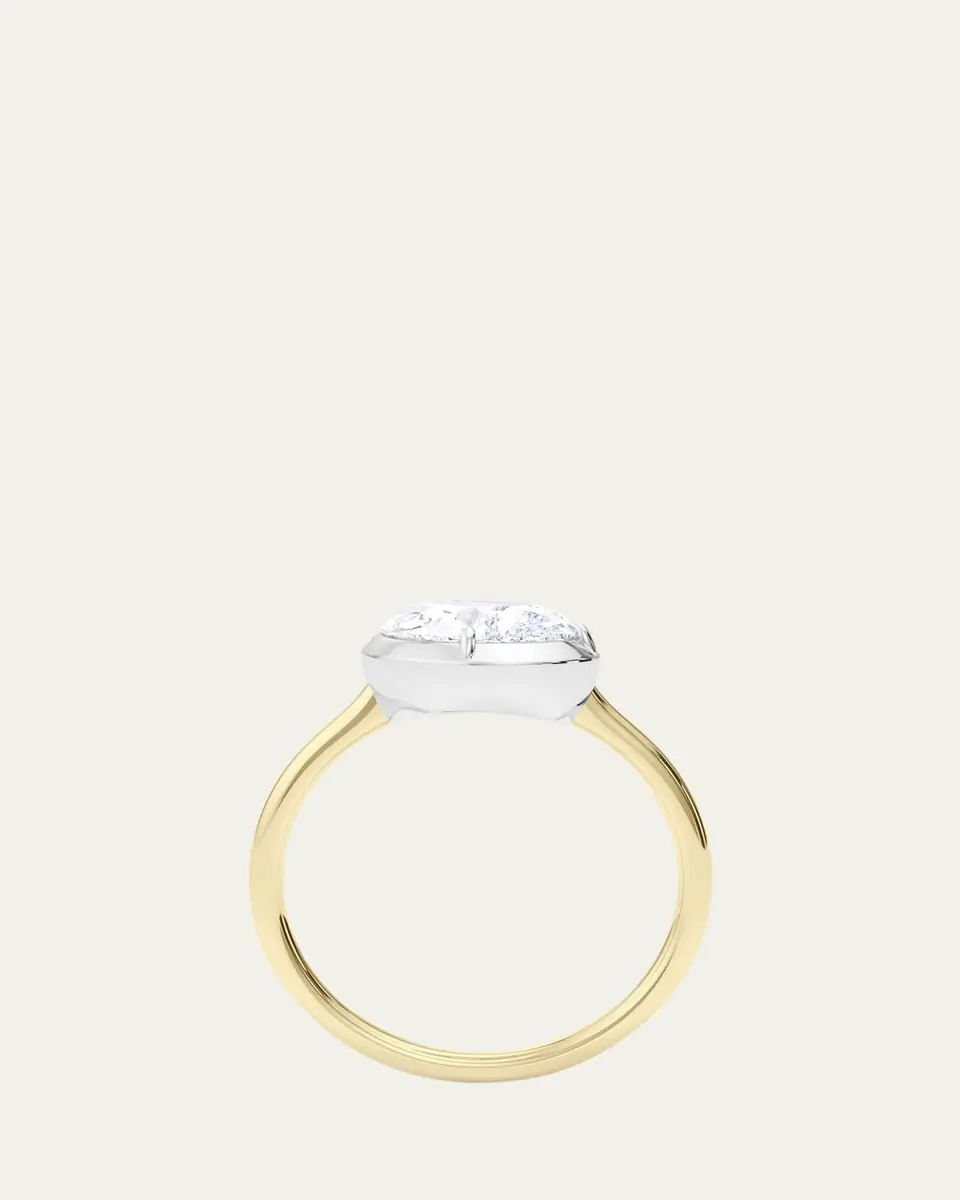 HauteCarat Two Tone 18K Tilted Pear Lab Grown Diamond Ring, 3.0tcw | Thumbnail 4 HauteCarat Two Tone 18K Tilted Pear Lab Grown Diamond Ring, 3.0tcw | Thumbnail 4