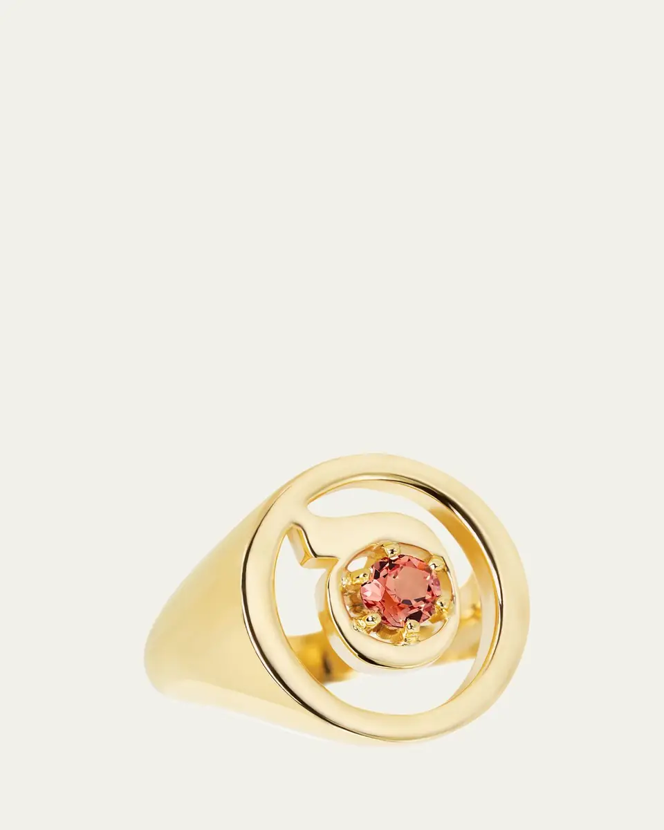Procaccia Jewelry 18K Gold Hebrew SAMECH Initial Signet Ring | Thumbnail 4