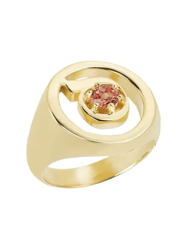 18K Gold Hebrew SAMECH Initial Signet Ring
