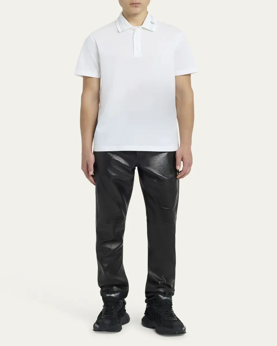Versace Men's Medusa-Collar Pique Polo Shirt | Thumbnail 2