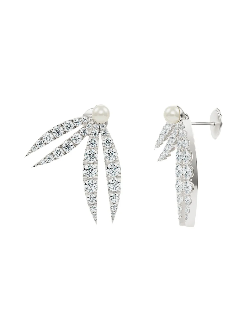 Lotus Diamond and Pearl Flourish Earrings