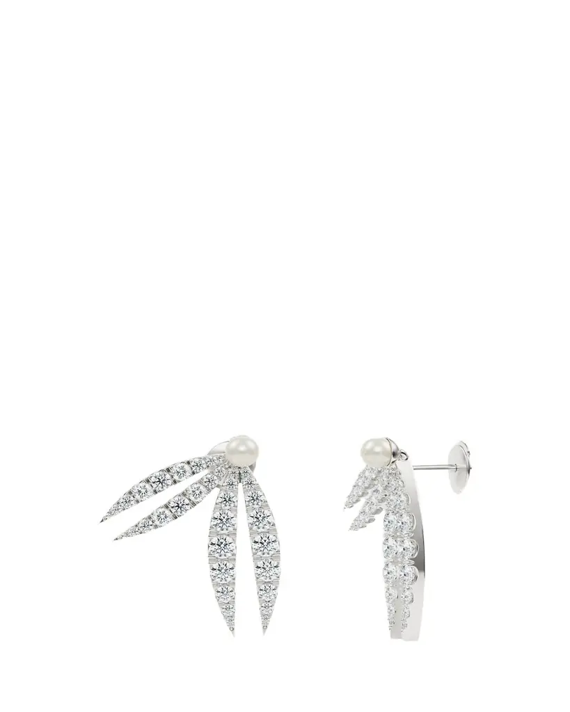 KAMAL Lotus Diamond and Pearl Flourish Earrings | Image 1 KAMAL Lotus Diamond and Pearl Flourish Earrings | Image 1
