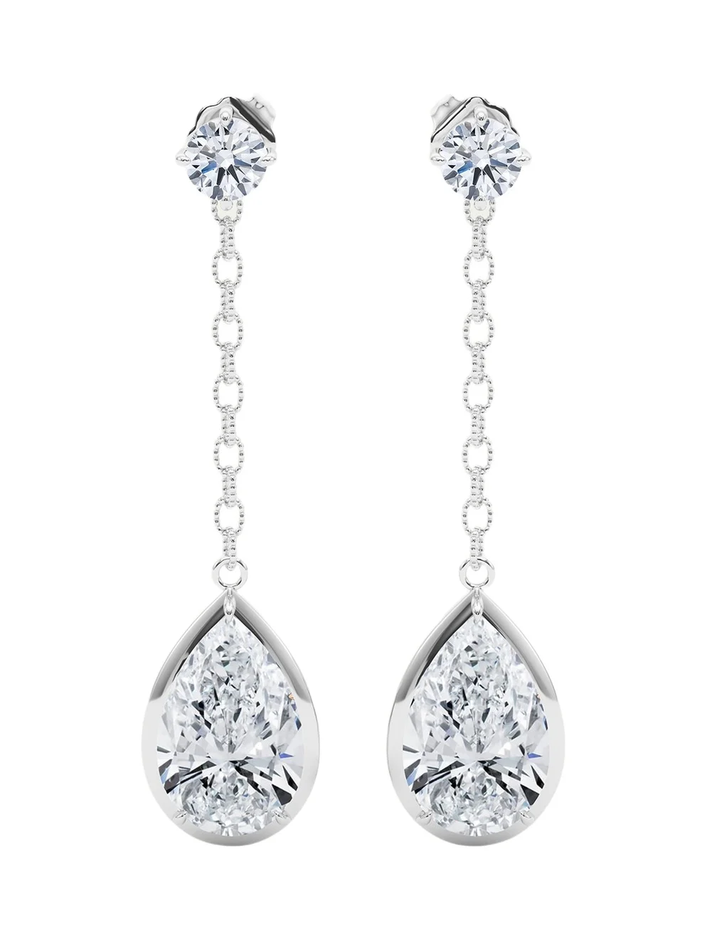 18K Link Chain Pear Lab Grown Diamond Drop Earrings 18K Link Chain Pear Lab Grown Diamond Drop Earrings