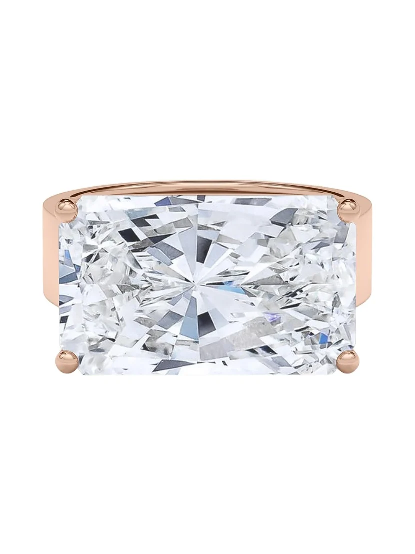 HauteCarat Men's Radiant Lab Grown Diamond East-West Band