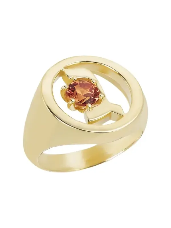 18K Gold Hebrew GIMEL Initial Signet Ring
