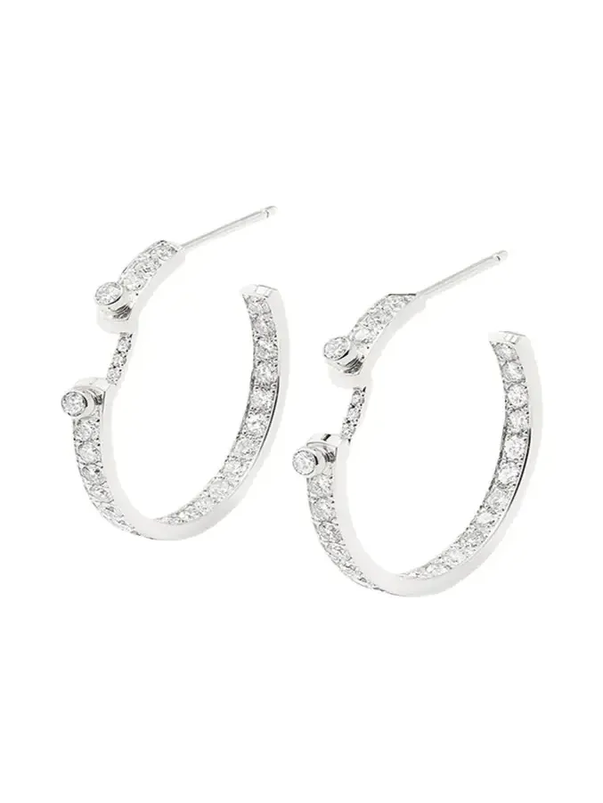 18K Eternity Tuxedo Mood Hoop Earrings 18K Eternity Tuxedo Mood Hoop Earrings