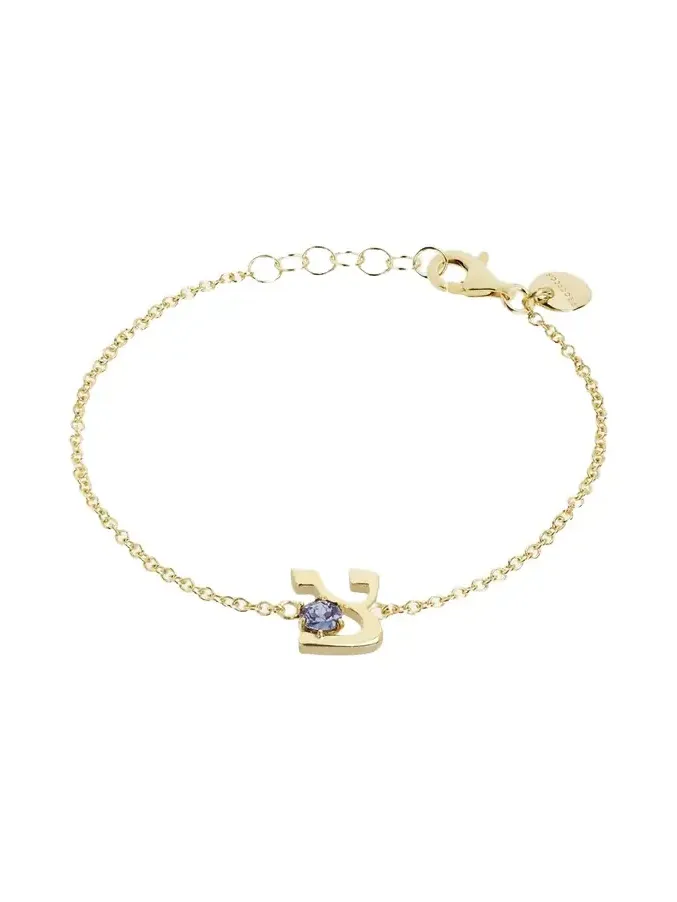 18K Gold Hebrew ZADI Initial Bracelet