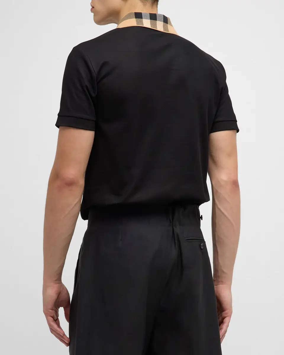Burberry Men's Cody Check-Collar Polo Shirt | Thumbnail 3 Burberry Men's Cody Check-Collar Polo Shirt | Thumbnail 3