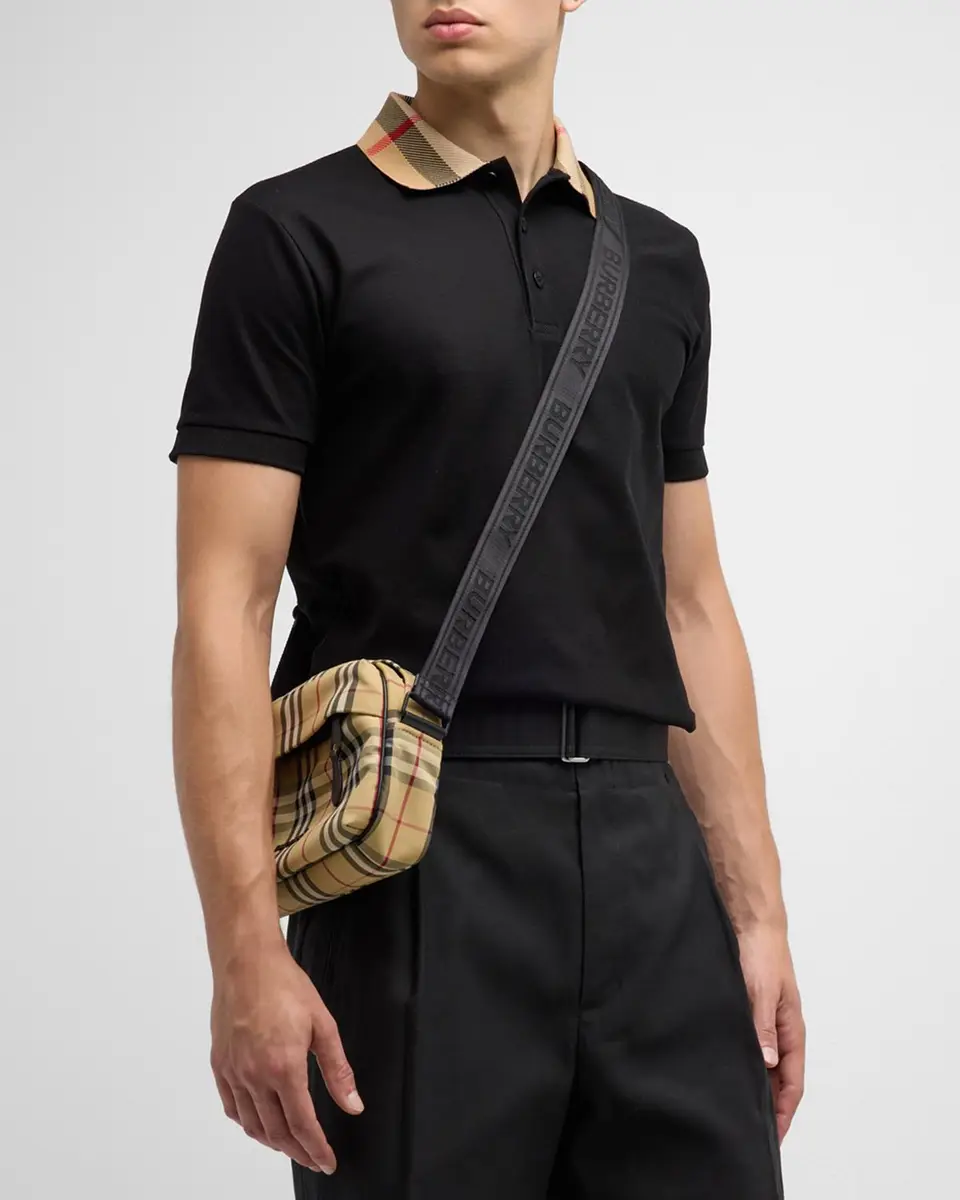 Burberry Men's Cody Check-Collar Polo Shirt | Thumbnail 4 Burberry Men's Cody Check-Collar Polo Shirt | Thumbnail 4
