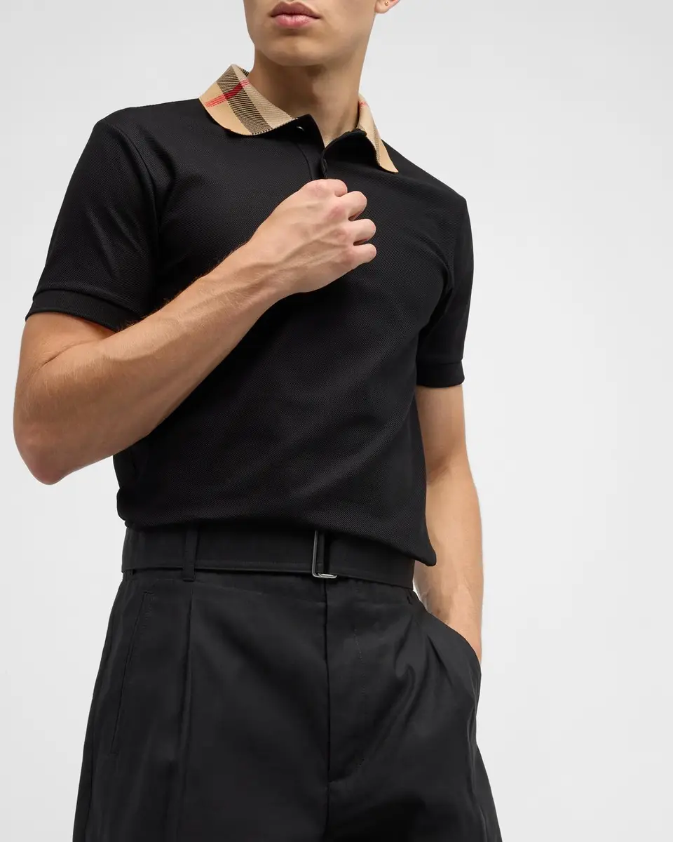 Burberry Men's Cody Check-Collar Polo Shirt | Thumbnail 7 Burberry Men's Cody Check-Collar Polo Shirt | Thumbnail 7