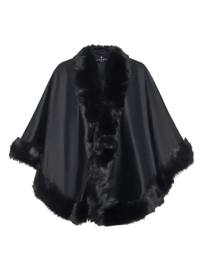 Cashmere Cape with Toscana Shearling Lamb Trim Cashmere Cape with Toscana Shearling Lamb Trim