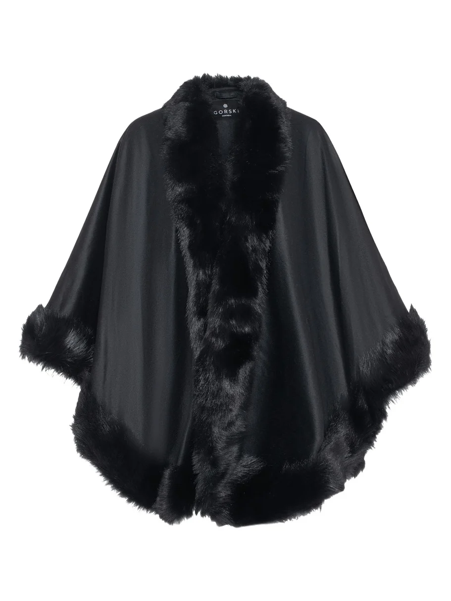 Cashmere Cape with Toscana Shearling Lamb Trim Cashmere Cape with Toscana Shearling Lamb Trim