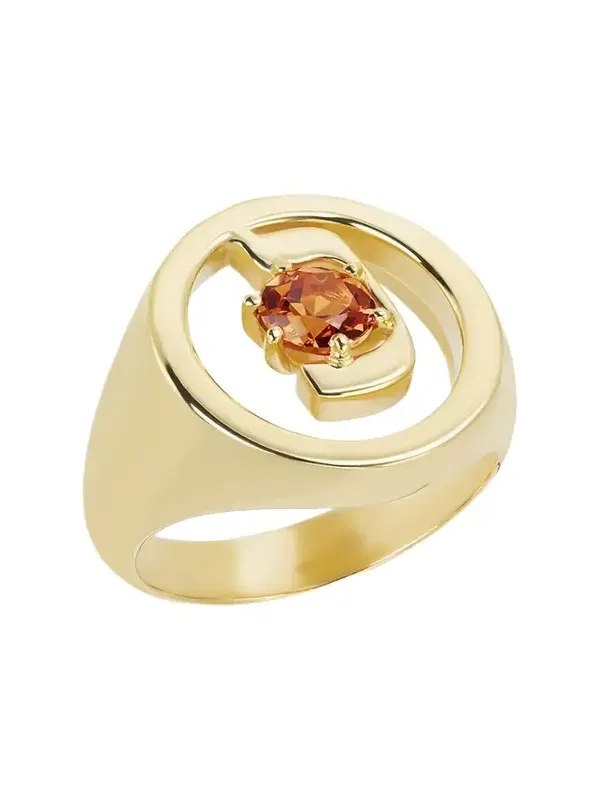 18K Gold Hebrew NUN Initial Signet Ring