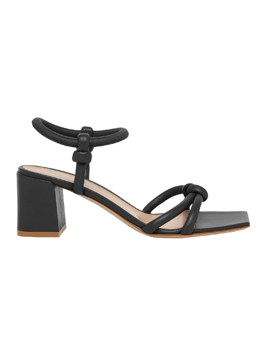 Gianvito Rossi Knotted Leather Block-Heel Sandals