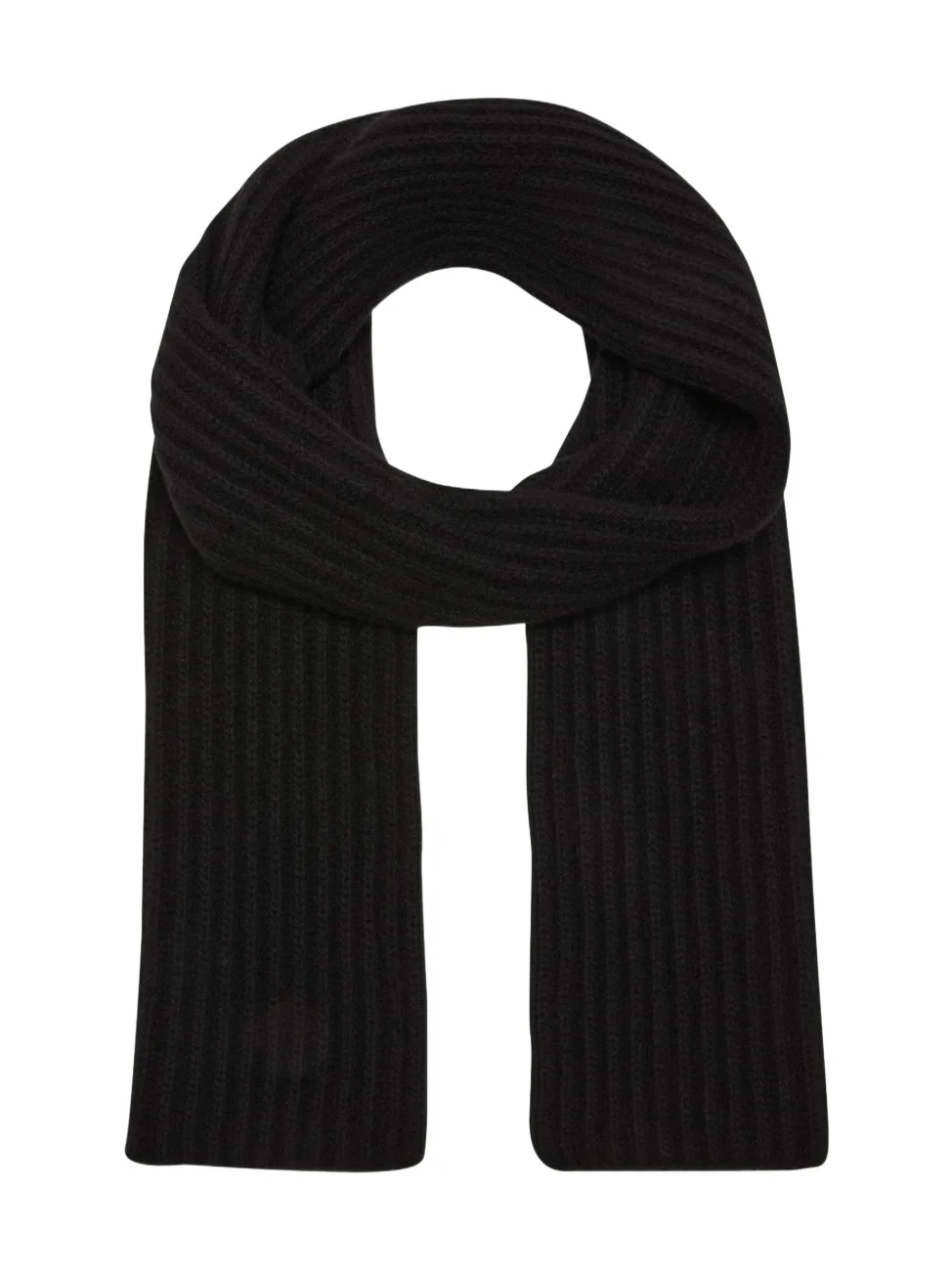 Ribbed Cashmere Scarf, Black Ribbed Cashmere Scarf, Black