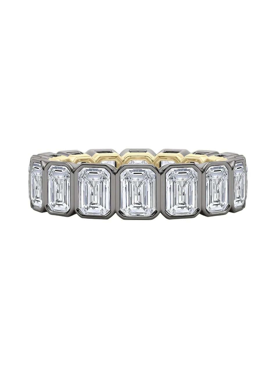 18K Emerald Cut Bezel Lab Grown Diamond Eternity Band, 9.0tcw