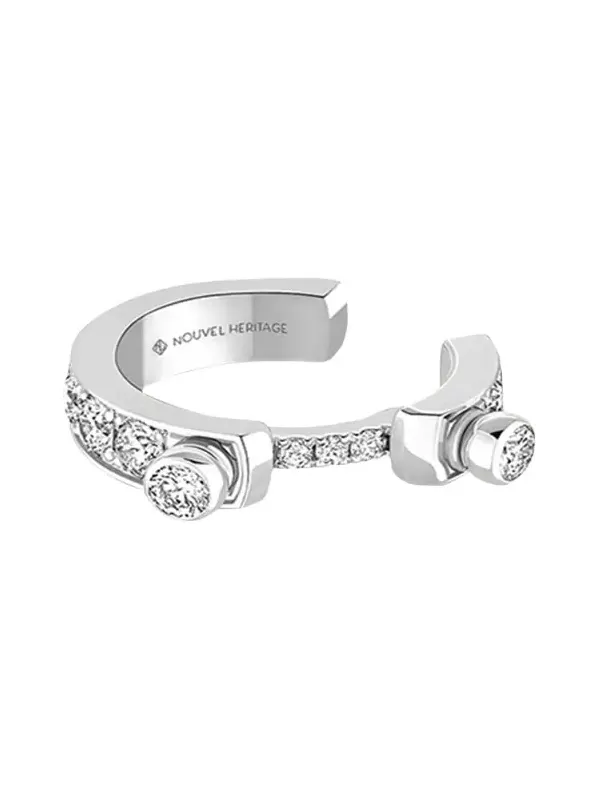 18K Eternity Tuxedo Ear Cuff, Single 18K Eternity Tuxedo Ear Cuff, Single