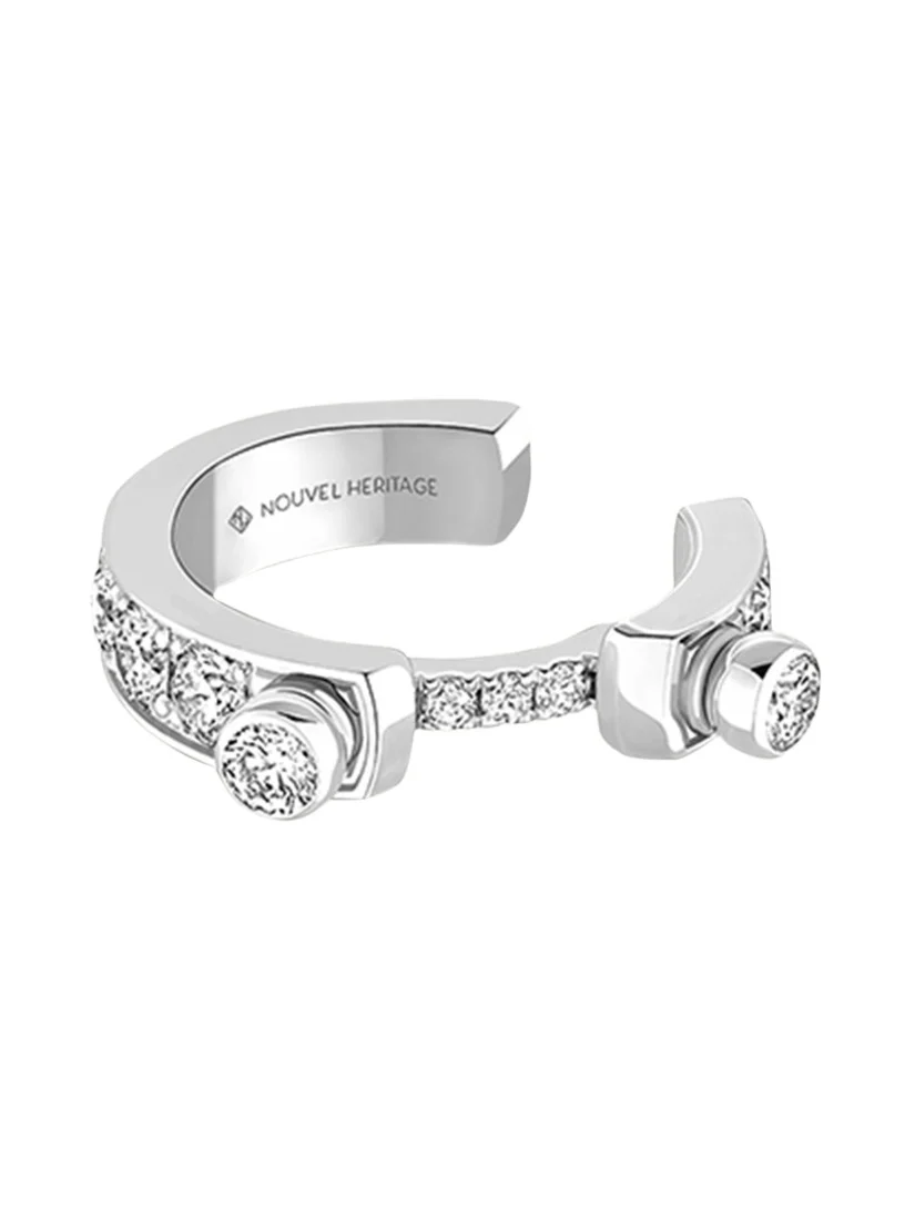 18K Eternity Tuxedo Ear Cuff, Single