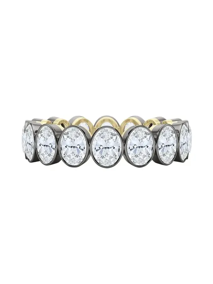 18K Oval Cut Bezel Lab Grown Diamond Eternity Band, 6.0tcw