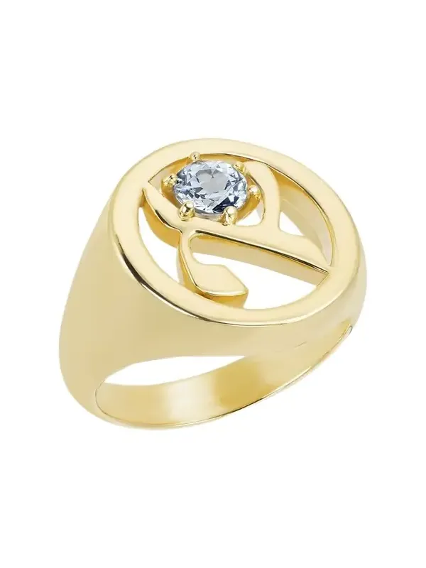 18K Gold Hebrew ALEF Initial Signet Ring 18K Gold Hebrew ALEF Initial Signet Ring