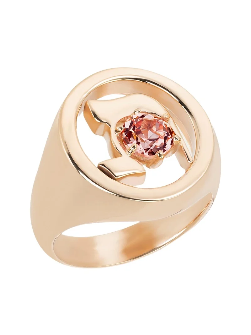 18K Gold Hebrew TAV Initial Signet Ring