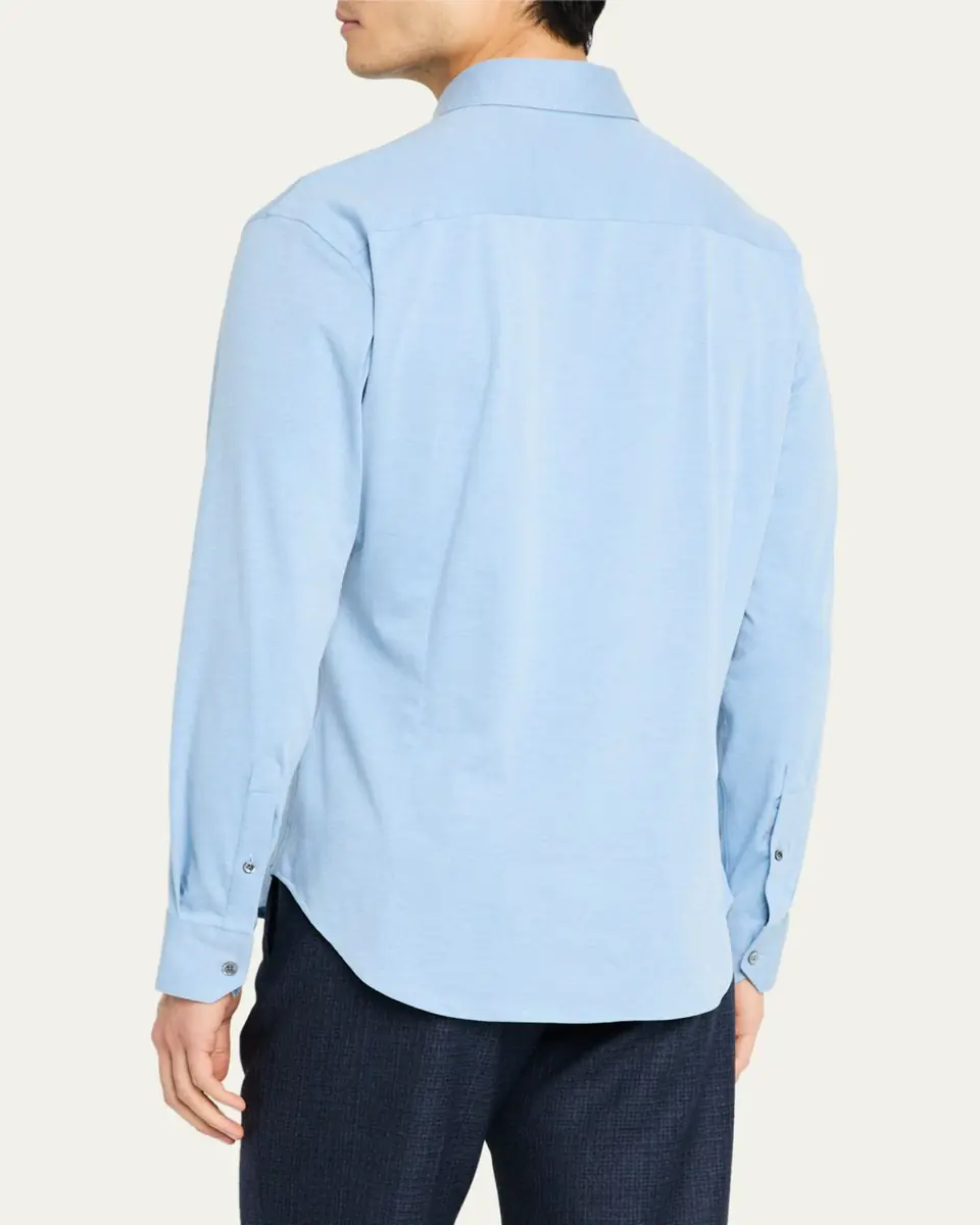 Giorgio Armani Men's Flex Tortona Cotton Jersey Sport Shirt | Thumbnail 3 Giorgio Armani Men's Flex Tortona Cotton Jersey Sport Shirt | Thumbnail 3