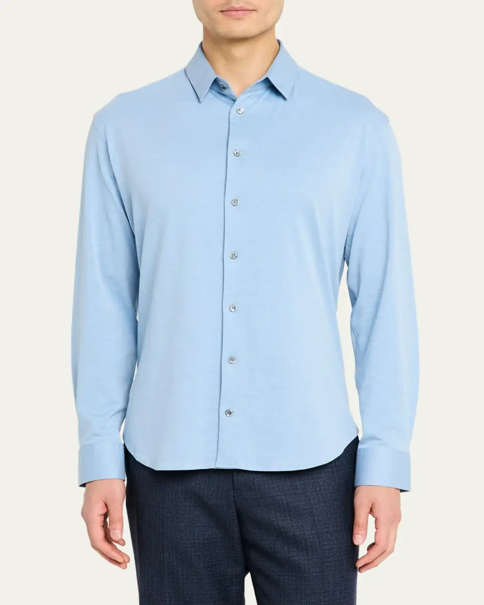 Giorgio Armani Men's Flex Tortona Cotton Jersey Sport Shirt | Thumbnail 4 Giorgio Armani Men's Flex Tortona Cotton Jersey Sport Shirt | Thumbnail 4