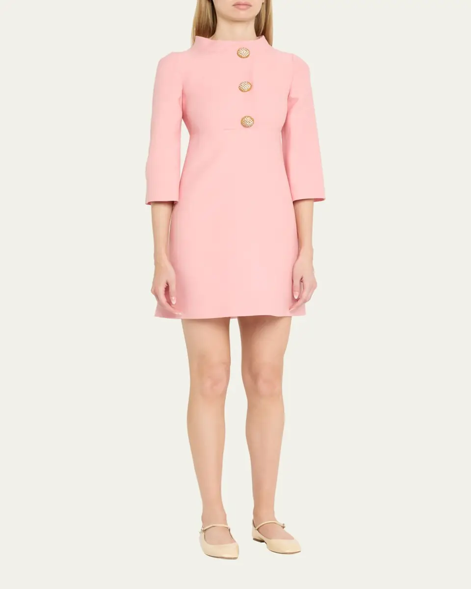 Valentino Garavani Funnel-Neck Crystal Button Mini Dress | Thumbnail 4