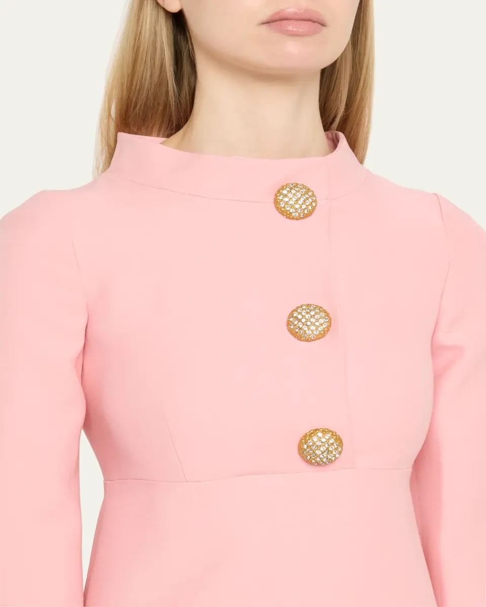 Valentino Garavani Funnel-Neck Crystal Button Mini Dress | Thumbnail 5