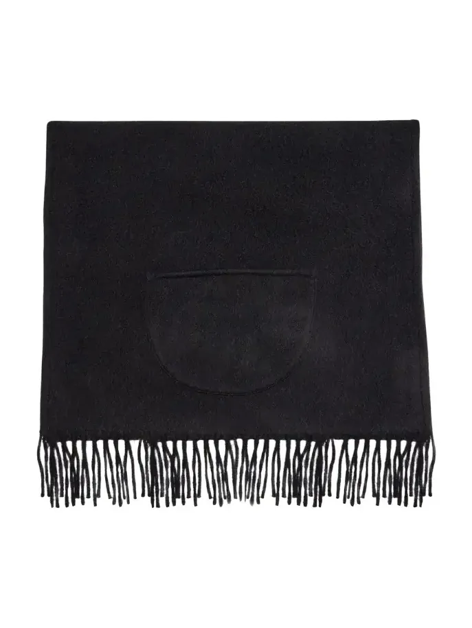 Cashmere Fringe Trim Pocket Scarf