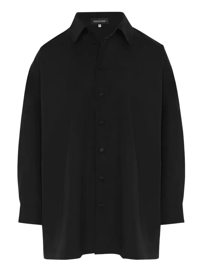Slim A-line Back Pleat Shirt With Collar (Long Plus Length) Slim A-line Back Pleat Shirt With Collar (Long Plus Length)
