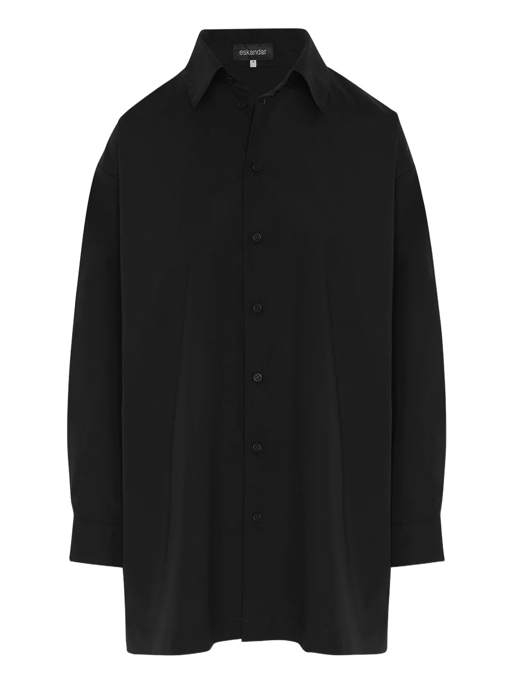 Eskandar Slim A-line Back Pleat Shirt With Collar (Long Plus Length)