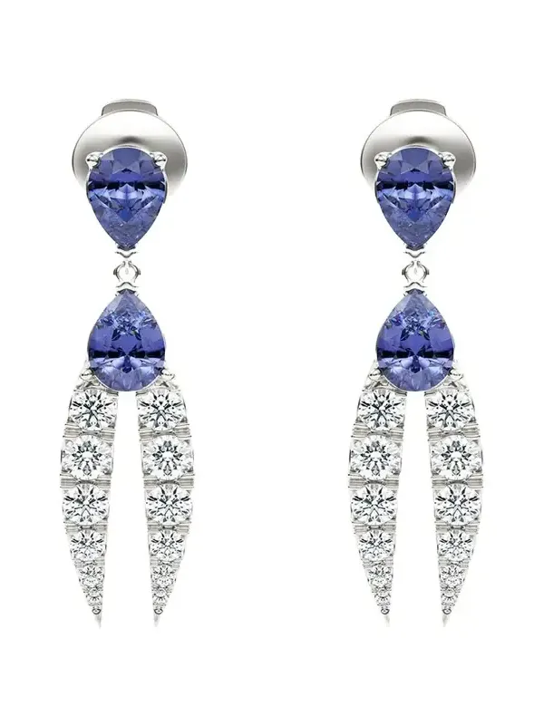 Lotus Diamond and Tanzanite Earrings