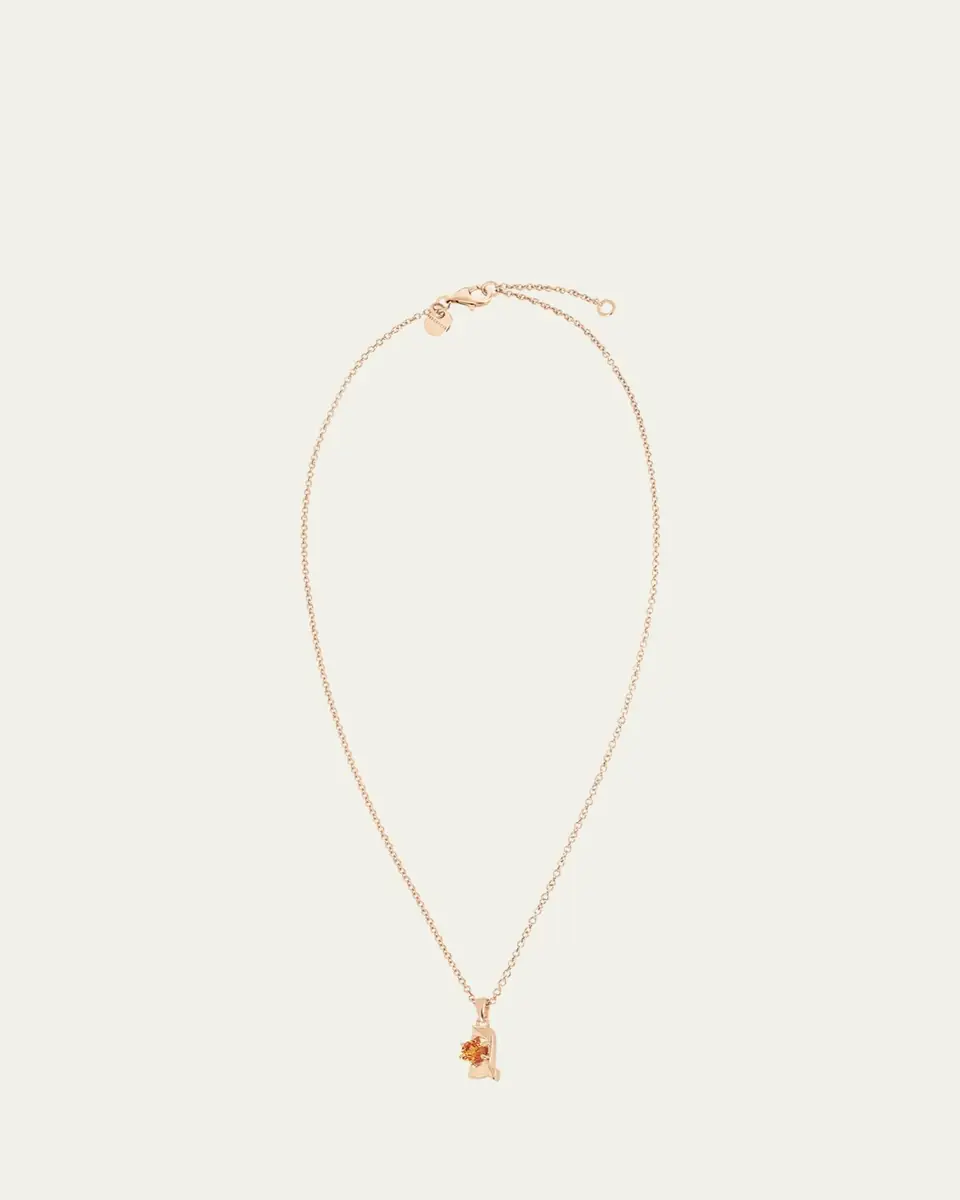 Procaccia Jewelry 18K Gold Hebrew GIMEL Mandarin Garnet Initial Necklace, 18"L | Thumbnail 3 Procaccia Jewelry 18K Gold Hebrew GIMEL Mandarin Garnet Initial Necklace, 18"L | Thumbnail 3