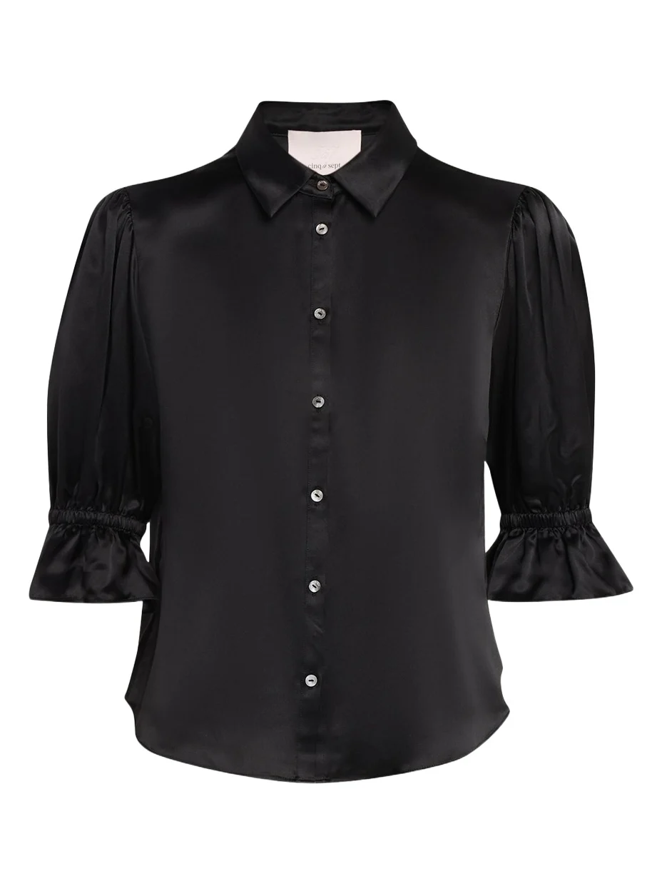 Fiona Silk Satin Short-Sleeve Top Fiona Silk Satin Short-Sleeve Top