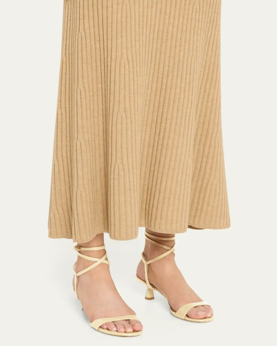 Stuart Weitzman Nudist Leather Ankle-Wrap Sandals | Thumbnail 2