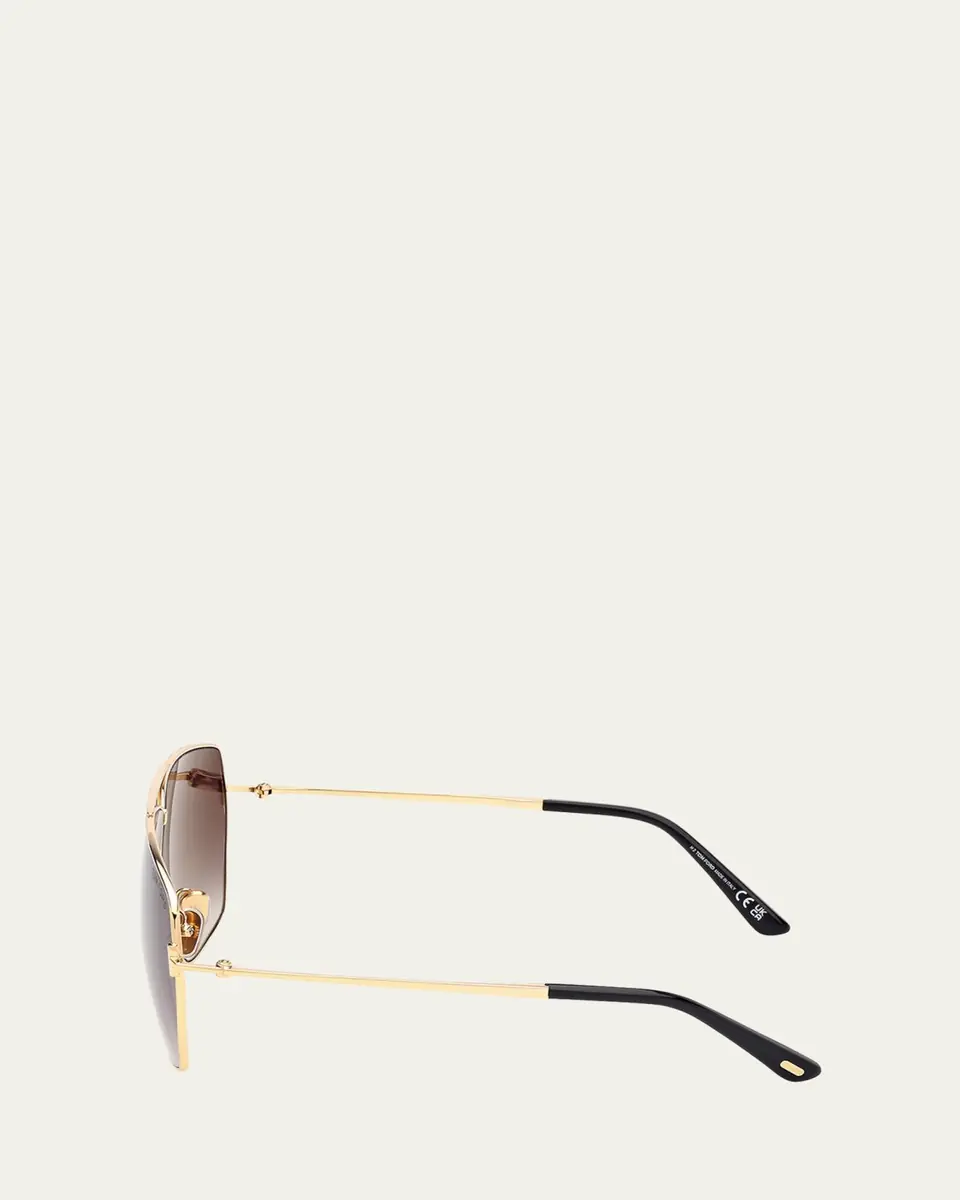 Tom Ford Stella Aviator Square Metal Sunglasses | Thumbnail 3